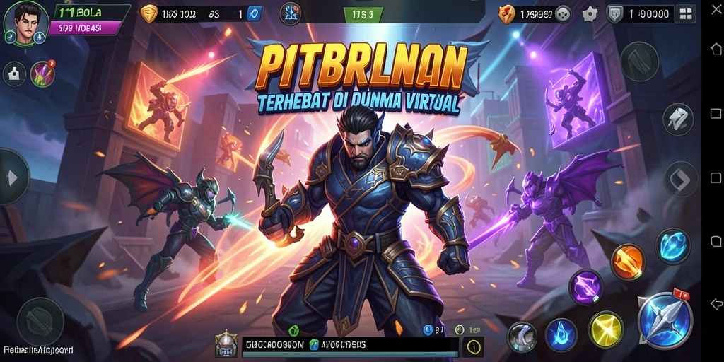 Screenshot utama 11BOLA menampilkan aksi pertarungan yang intens dan karakter yang beragam.