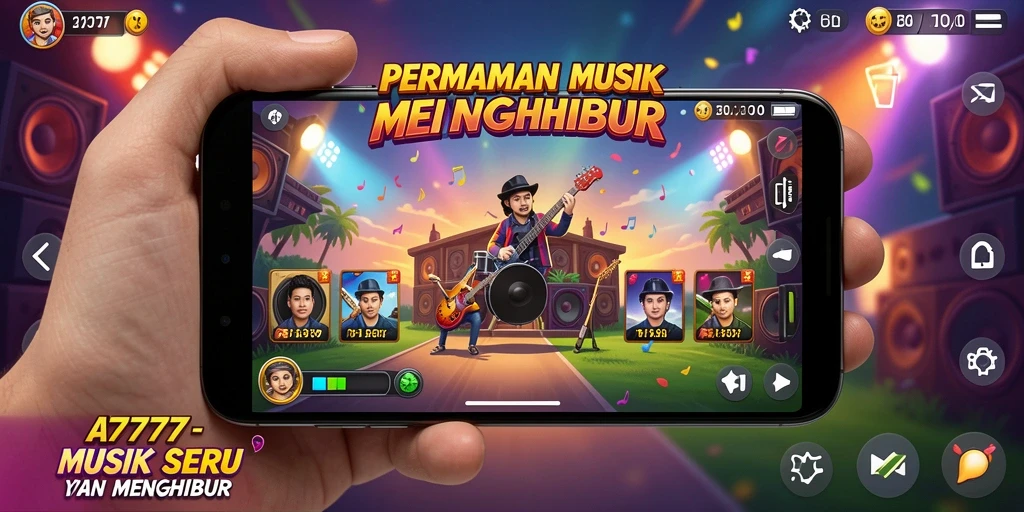 Screenshot gameplay A7777 menampilkan keseruan bermain musik.