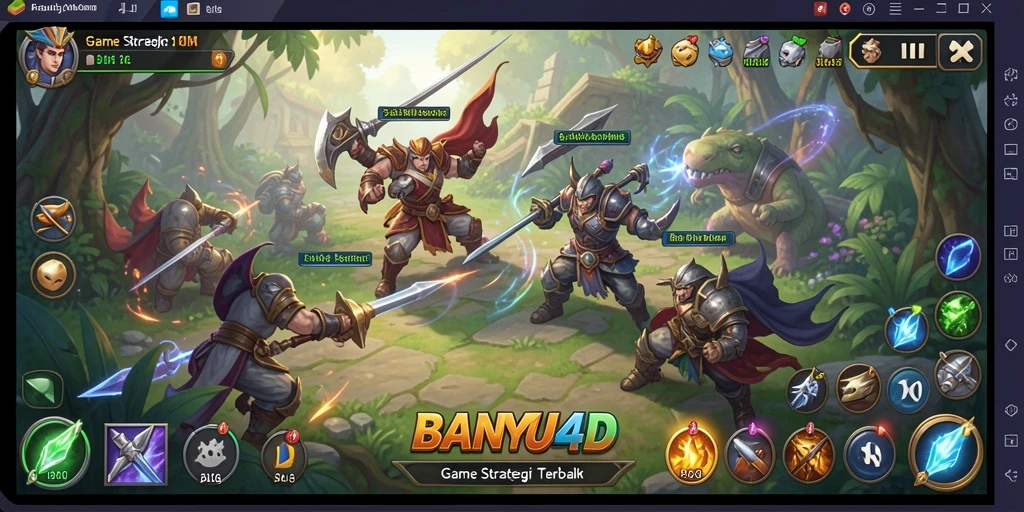 Screenshot utama menampilkan aksi pertempuran mendebarkan di BANYU4D.