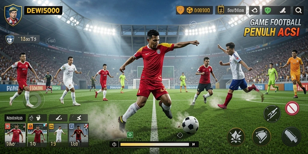 Tampilan gameplay seru dalam DEWI5000 dengan aksi Football yang mendebarkan.