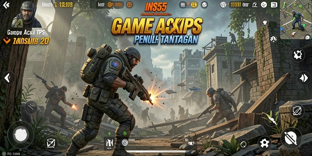 Tampilan gameplay memukau dari INS55 yang menampilkan pertempuran seru TPS.