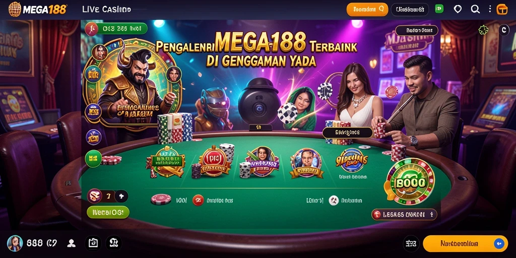 Tampilan gameplay MEGA188 dengan dealer langsung dan interaksi yang menarik.