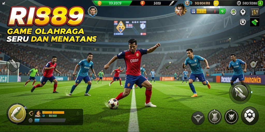 Screenshot utama RI889 menampilkan gameplay olahraga yang mendebarkan.